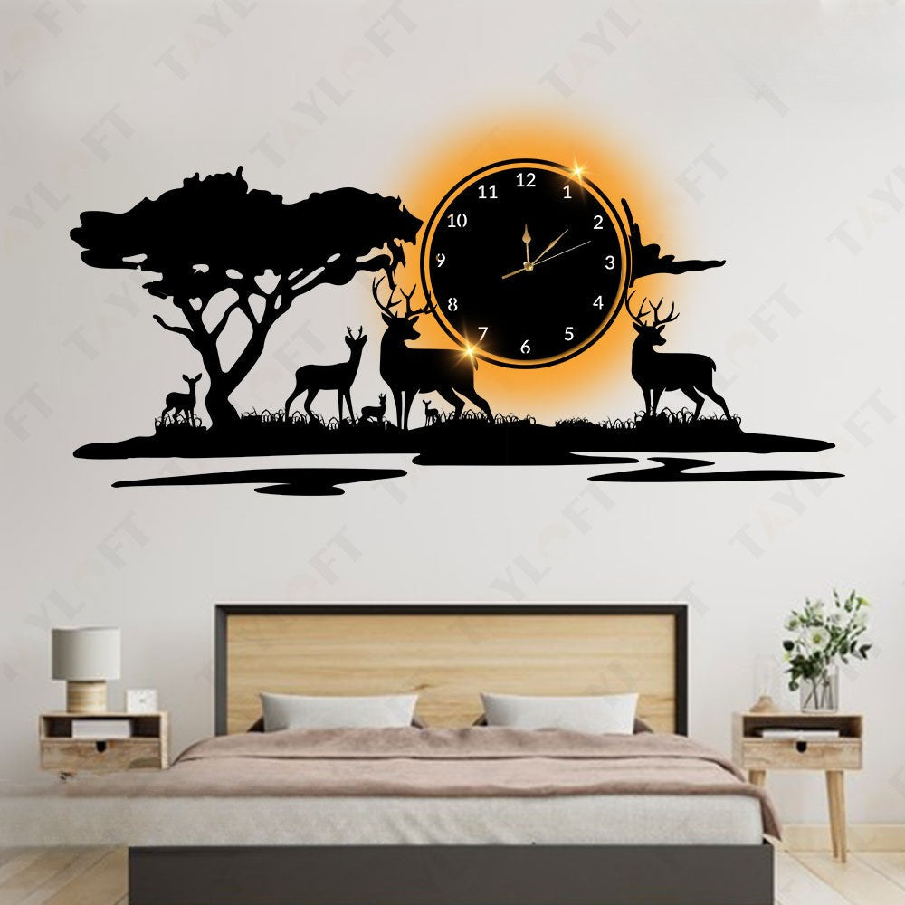Jungle Wooden Clock For Wall Decor